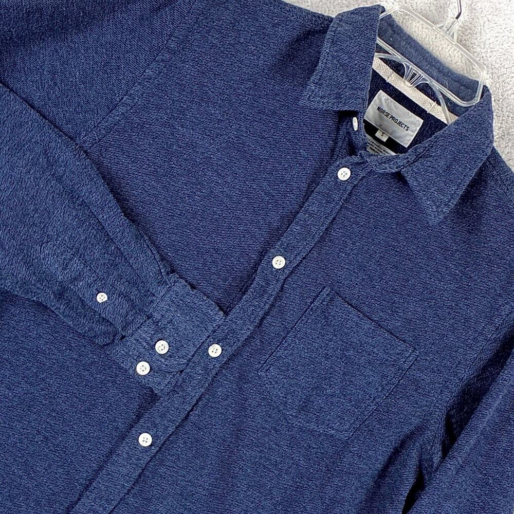 Norse Projects Shirt Mens S Blue Anton Brushed Preppy Luxury Classic Summer